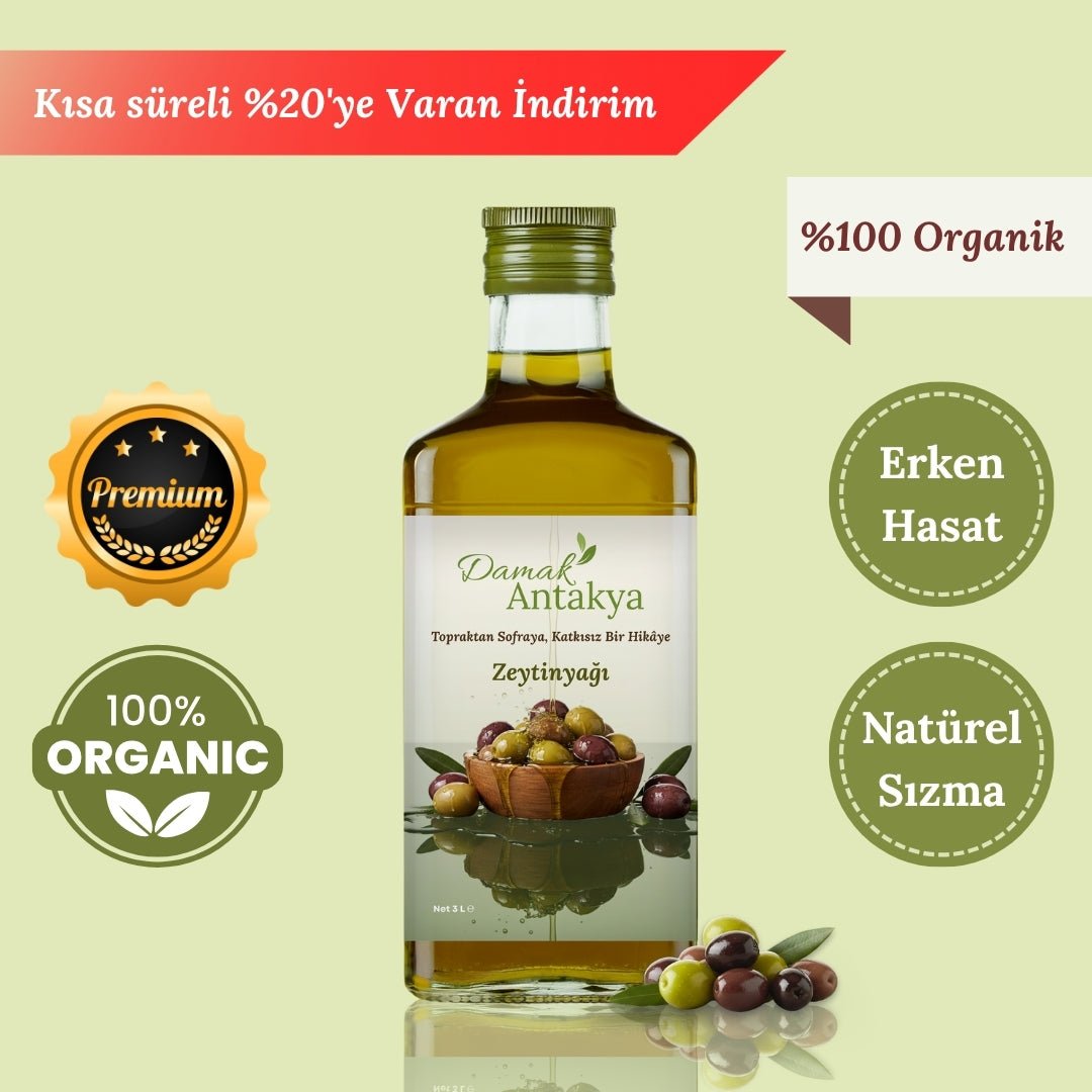 3 L Natürel Sızma Zeytinyağı - Aile Boyu, Düşük Asit - DAMAK ANTAKYA