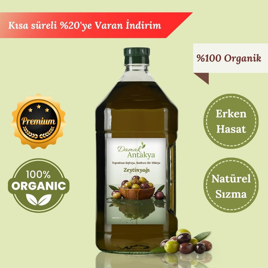 5 Lt Natürel Sızma Zeytinyağı - Düşük Asitli Hakiki Lezzet - DAMAK ANTAKYA